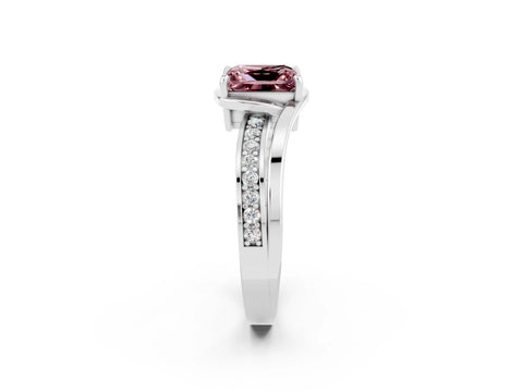 White gold Princess Cut Morganite Solitaire Ring with Split Shank and Prong Setting_2