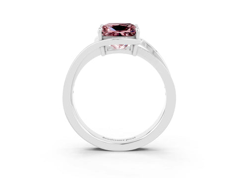 White gold Princess Cut Morganite Solitaire Ring with Split Shank and Prong Setting_3