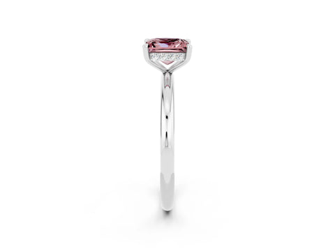 White gold Princess Cut Morganite Solitaire Ring with Thin Band and Four-Prong Setting_2