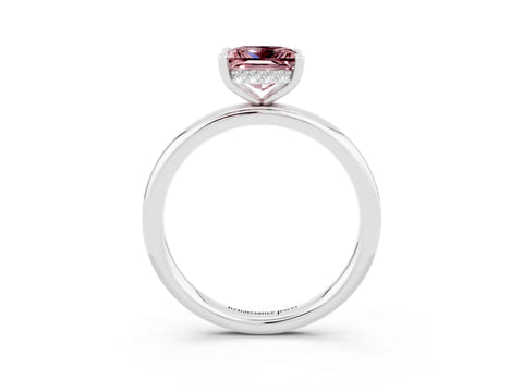 White gold Princess Cut Morganite Solitaire Ring with Thin Band and Four-Prong Setting_3