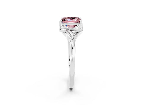 White gold Princess Cut Morganite Solitaire Ring with Twist Band and Four-Prong Setting_14
