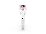 White gold Princess Cut Morganite Solitaire Ring with Wide Band and Prong Setting_2