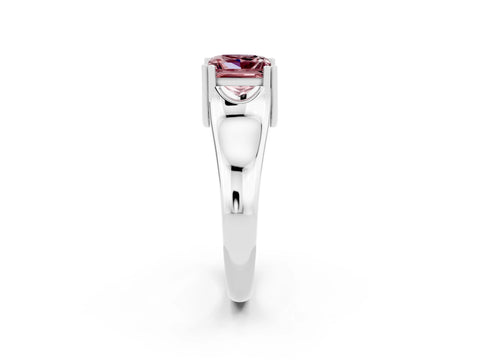 White gold Princess Cut Morganite Solitaire Ring with Wide Band and Prong Setting_2