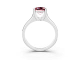 White gold Princess Cut Morganite Solitaire Ring with Wide Band and Prong Setting_3