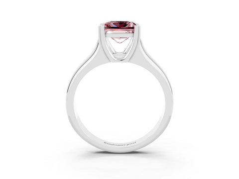 White gold Princess Cut Morganite Solitaire Ring with Wide Band and Prong Setting_3