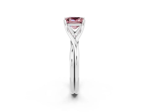 White gold Princess Cut Morganite Solitaire Twist Band Prong Setting Ring_38