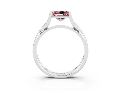 White gold Princess Cut Morganite Solitaire Twist Band Prong Setting Ring_39