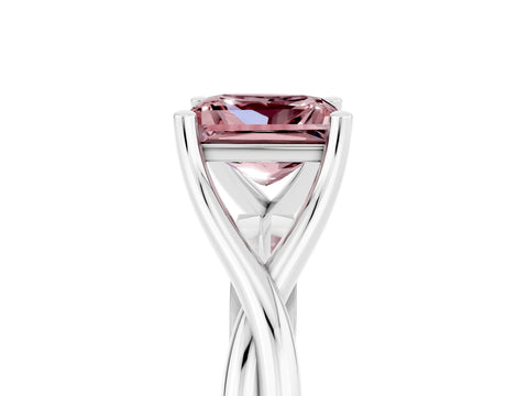 White gold Princess Cut Morganite Solitaire Twist Band Prong Setting Ring_41