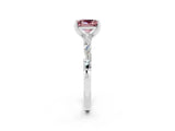 White gold Princess Cut Morganite Solitaire with Side Baguettes and Channel Set Band_2
