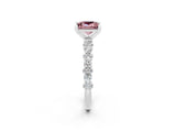 White gold Princess Cut Morganite Solitaire with Side Stones, Pave Band, Four-Prong Setting_38