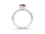 White gold Princess Cut Morganite Solitaire with Side Stones, Pave Band, Four-Prong Setting_39