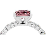 White gold Princess Cut Morganite Solitaire with Side Stones, Pave Band, Four-Prong Setting_40
