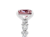 White gold Princess Cut Morganite Solitaire with Side Stones, Pave Band, Four-Prong Setting_41