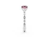White gold Princess Cut Morganite Solitaire with Side Stones on a Pavé Band and Four-Prong Setting_2
