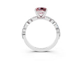 White gold Princess Cut Morganite Solitaire with Side Stones on a Pavé Band and Four-Prong Setting_3