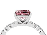 White gold Princess Cut Morganite Solitaire with Side Stones on a Pavé Band and Four-Prong Setting_4