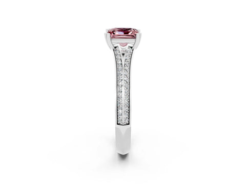 White gold Princess Cut Morganite Split Shank Engagement Ring with Pavé Band_2