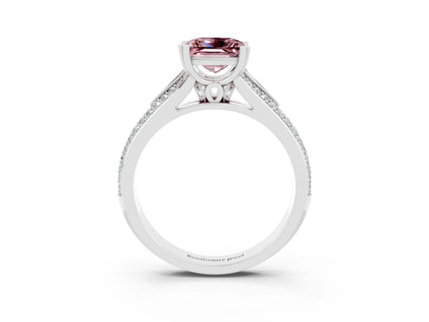 White gold Princess Cut Morganite Split Shank Engagement Ring with Pavé Band_3