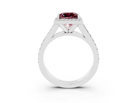 White gold Princess Cut Morganite Split Shank Halo Ring with Four-Prong Setting_63