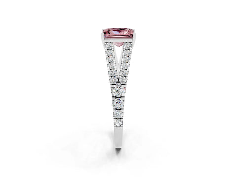 White gold Princess Cut Morganite Split Shank Pavé Engagement Ring with Four-Prong Setting_14