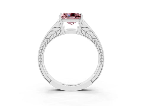 White gold Princess Cut Morganite Split Shank Ring with Pavé Band and Four-Prong Setting_3