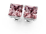 10K White Gold 2.49 Carat Princess Morganite Stud Earrings
