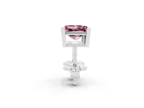 White gold Princess Cut Morganite Stud Earrings_32