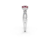 White gold Princess Cut Morganite Three-Stone Ring with Pavé Split Shank and Four-Prong Setting_2
