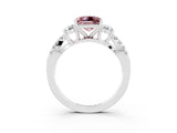 White gold Princess Cut Morganite Three-Stone Ring with Pavé Split Shank and Four-Prong Setting_3