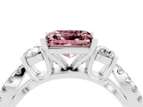 White gold Princess Cut Morganite Three-Stone Ring with Pavé Split Shank and Four-Prong Setting_4