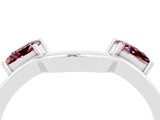 White gold Princess Cut Morganite Two-Stone Open Band Ring with Four-Prong Setting_10