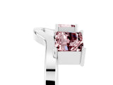 White gold Princess Cut Morganite Two-Stone Open Band Ring with Four-Prong Setting_11