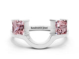 White gold Princess Cut Morganite Two-Stone Open Band Ring with Four-Prong Setting_6