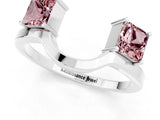 White gold Princess Cut Morganite Two-Stone Open Band Ring with Four-Prong Setting_7