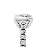 10K White Gold 1.55 Carat D VVS2 Princess Cut Pavé Band Solitaire Ring with Four-Prong Setting