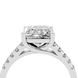 10K White Gold 1.55 Carat D VVS2 Princess Cut Pavé Band Solitaire Ring with Four-Prong Setting