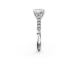 14K White Gold 3.01 Carat F VVS2 Princess Diamond Pavé Band Solitaire Ring with Prong Setting