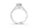 14K White Gold 3.01 Carat F VVS2 Princess Diamond Pavé Band Solitaire Ring with Prong Setting