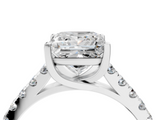 14K White Gold 3.01 Carat F VVS2 Princess Diamond Pavé Band Solitaire Ring with Prong Setting
