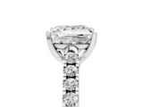 14K White Gold 3.01 Carat F VVS2 Princess Diamond Pavé Band Solitaire Ring with Prong Setting