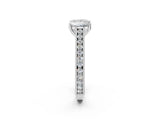 White gold Princess Cut Pave Band Milgrain Solitaire Ring_16