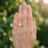 White gold Princess Cut Pave Band Milgrain Solitaire Ring_6