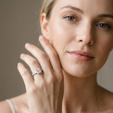 White gold Princess Cut Pave Band Milgrain Solitaire Ring_7