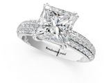 White gold Princess Cut Pave Diamond Engagement Ring with Channel Set Band and Four-Prong Setting_55