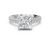 White gold Princess Cut Pave Diamond Engagement Ring with Channel Set Band and Four-Prong Setting_57