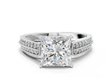 White gold Princess Cut Pave Split Shank Engagement Ring with Four-Prong Setting_121
