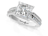 White gold Princess Cut Pave Split Shank Engagement Ring with Four-Prong Setting_158