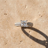 White gold Princess Cut Pave Split Shank Engagement Ring with Four-Prong Setting_286