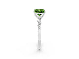 White gold Princess Cut Peridot Cluster Side Stone Solitaire Ring with Prong Setting_26
