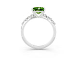 White gold Princess Cut Peridot Cluster Side Stone Solitaire Ring with Prong Setting_27